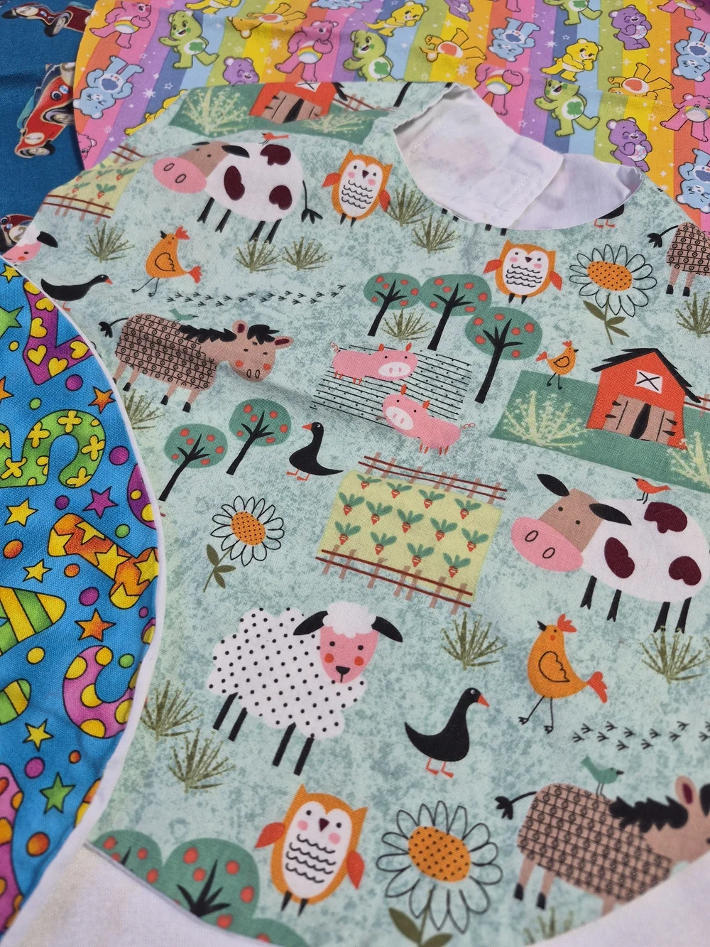 Vintage Handmade new baby cotton bibs 6 count Velcro